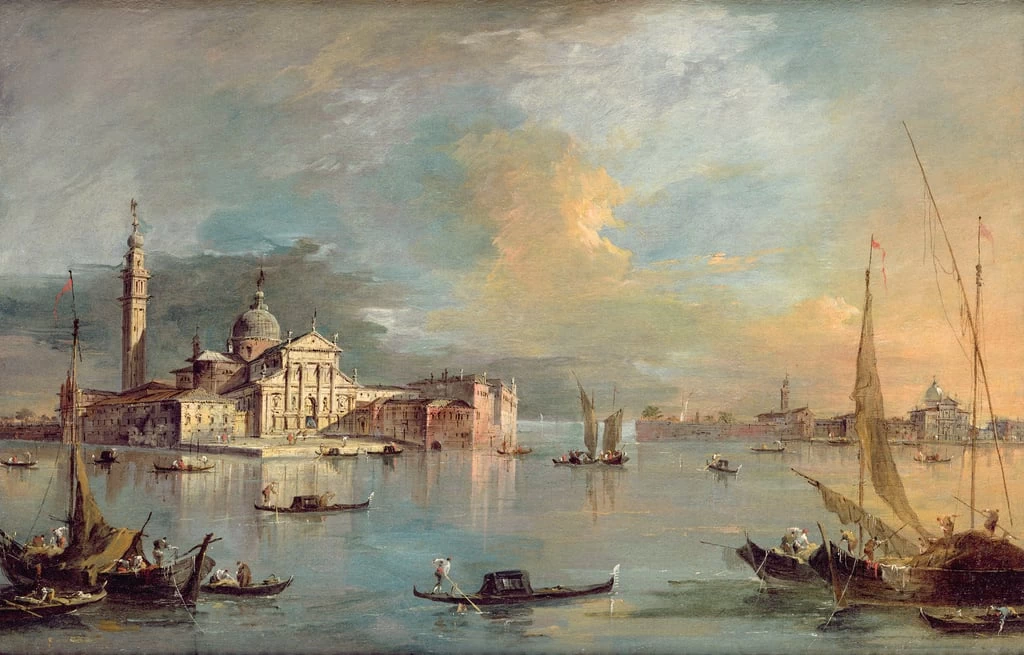 Veduta dell'Isola di San Giorgio Maggiore, Venezia, con la Giudecca e la chiesa delle Zitelle